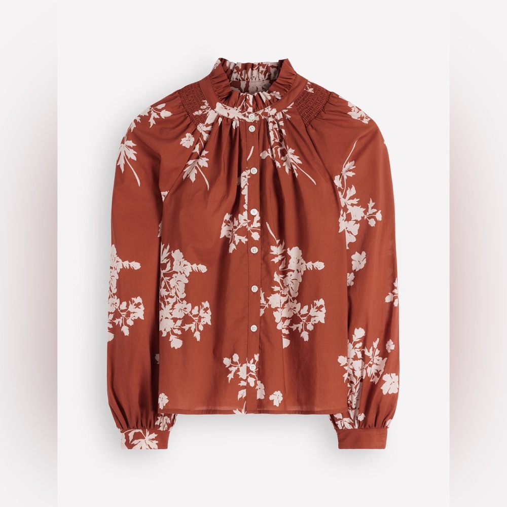 NWT Boden Erica Cotton Frill Top in Arabian Spice, Flecked Bunch - Picture 6 of 11
